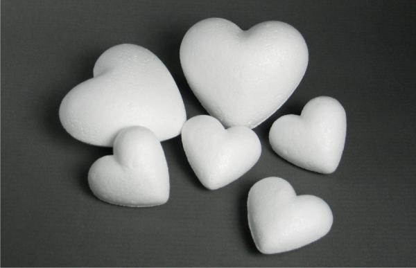 Styropor Figur Herz klein voll 50 mm weiß zum bemalen oder